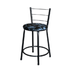 Jogo 2 Banqueta Baixa Para Cozinha Epoxi Preta Estofado Flora