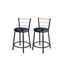 Jogo 2 Banqueta Baixa Para Cozinha Epoxi Preta Estofado Flora