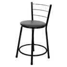 Jogo 2 Banqueta Baixa Para Cozinha Preta Assento Marrom