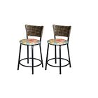 Jogo 2 Banqueta Baixa Para Cozinha Ratan Cappuccino Preta Est