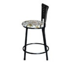 Jogo 2 Banqueta Baixa Para Cozinha Ratan Preta Estofado Flora