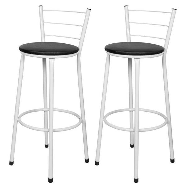 Jogo 2 Banquetas Altas Branca Epoxi Preto