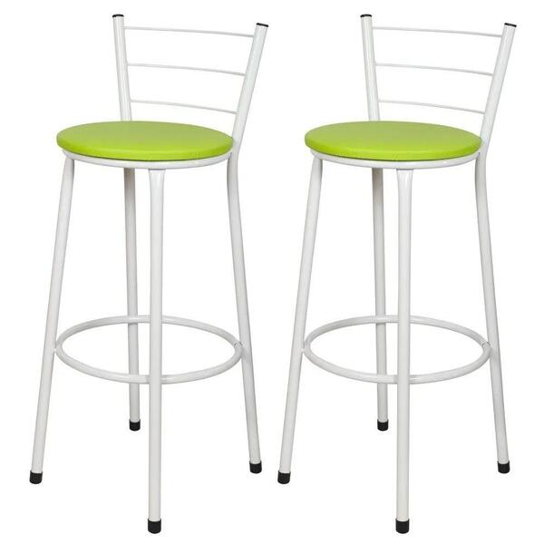 Jogo 2 Banquetas Altas Branca Epoxi Verde