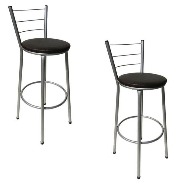 Jogo 2 Banquetas Altas Cinza Epoxi Preto
