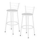 Jogo 2 Banquetas Altas Ratan Branca Retro Laca Branca