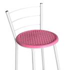 Jogo 2 Banquetas Altas Ratan Branca Retro Rosa