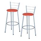 Jogo 2 Banquetas Altas Ratan Cinza Retro Vermelho