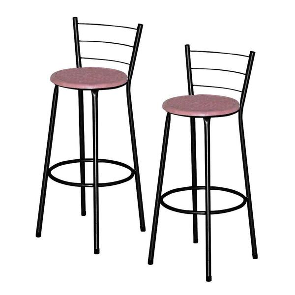 Jogo 2 Banquetas Altas Ratan Preta Retro Terracota