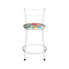 Jogo 2 Banquetas Baixa Para Cozinha Epoxi Branca Estofado Cer