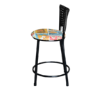 Jogo 2 Banquetas Baixa Para Cozinha Ratan Preta Estofado Cerv