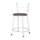 Jogo 2 Banquetas Baixas Ratan Branca Retro Cinza Claro