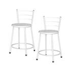 Jogo 2 Banquetas Baixas Ratan Branca Retro Laca Branca