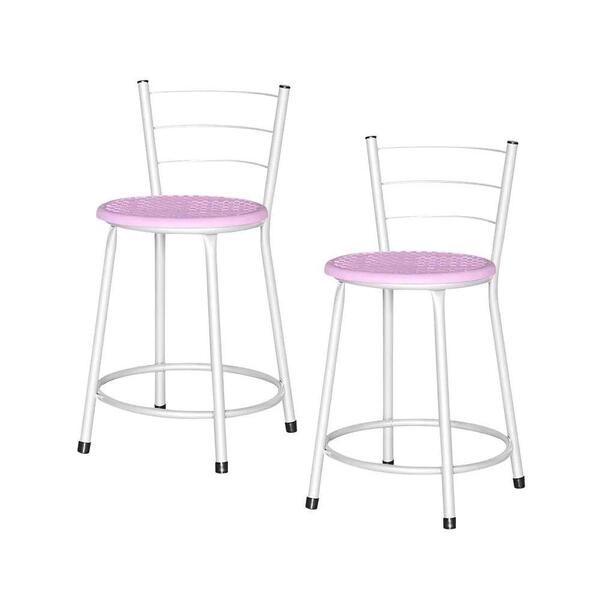 Jogo 2 Banquetas Baixas Ratan Branca Retro Lilás