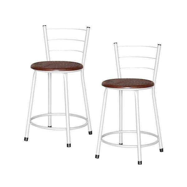 Jogo 2 Banquetas Baixas Ratan Branca Retro Marrom