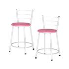 Jogo 2 Banquetas Baixas Ratan Branca Retro Rosa