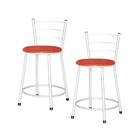 Jogo 2 Banquetas Baixas Ratan Branca Retro Vermelho