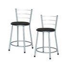 Jogo 2 Banquetas Baixas Ratan Cinza Retro Preto