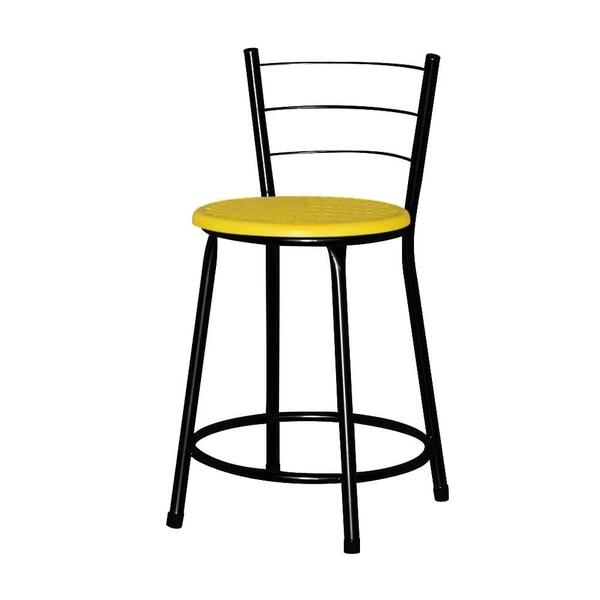 Jogo 2 Banquetas Baixas Ratan Preta Cristal Amarelo