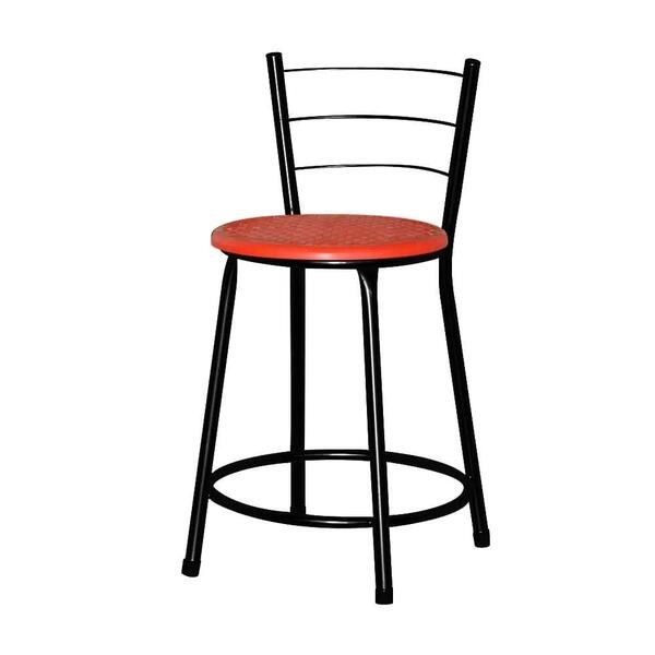 Jogo 2 Banquetas Baixas Ratan Preta Cristal Vermelho