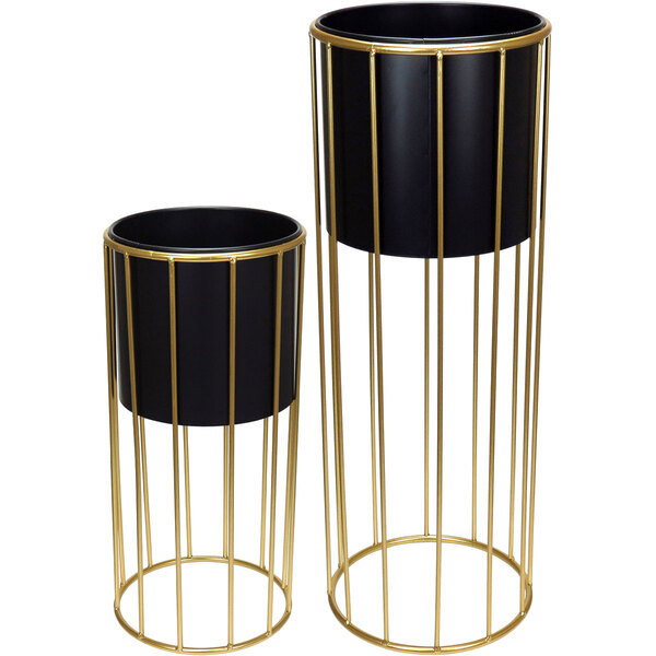 Jogo 2 Cachepô Vaso Decorativo Planta Home&co Metal Preto