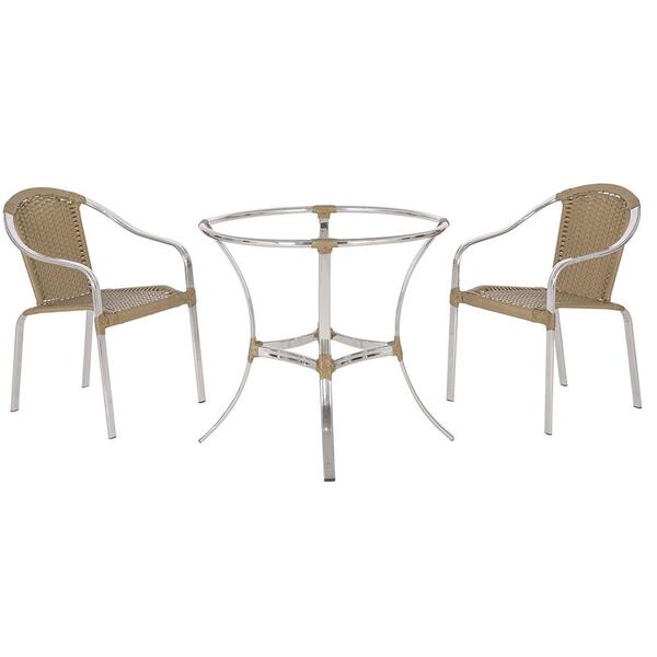 Jogo 2 Cadeiras De Area Em Aluminio E Fibra Toquio E 1 Base D