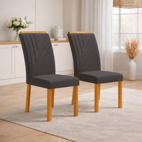 Jogo 2 Cadeiras Miami Yescasa Cinza Escuro