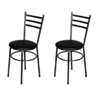 Jogo 2 Cadeiras Para Cozinha Epoxi Craqueada Assento Estofado