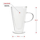 Jogo 2 Canecas De Vidro Parede Dupla Grande Café Chá 385ml