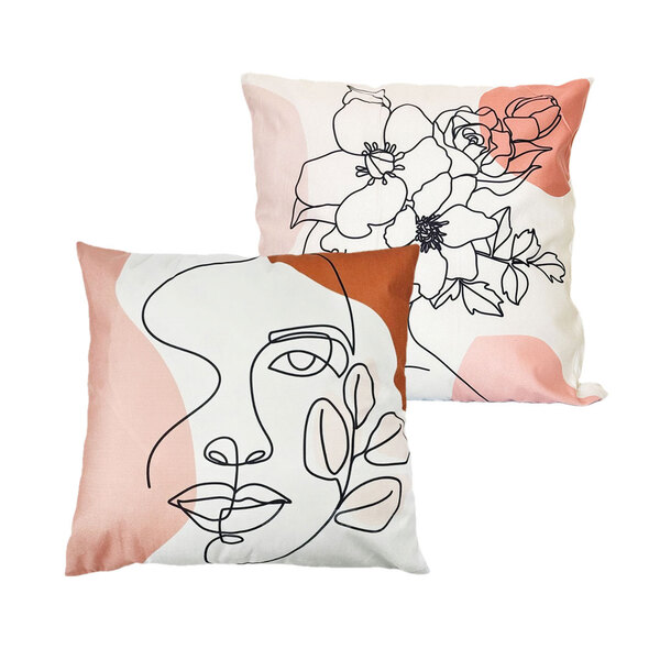 Jogo 2 Capa Almofada Boho Tropital Minimalista - 42cm X 42cm