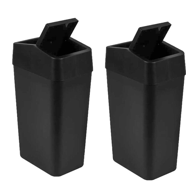 Jogo 2 Lixeiras Com Tampa Basculante 8l - Preto - Astra