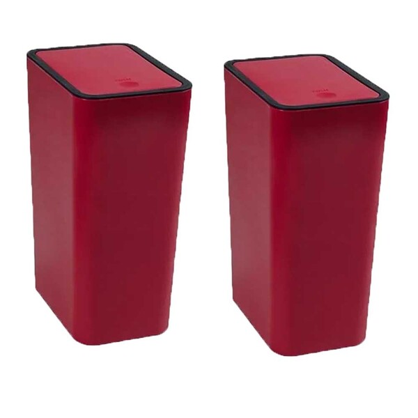 Jogo 2 Lixeiras Tampa Click 8l - Bordô E Preto - Astra