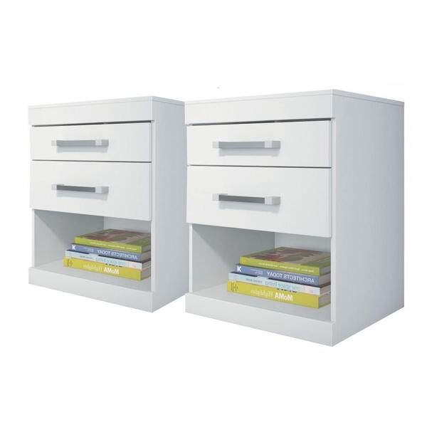 Jogo 2 Mesas De Cabeceira Livia Branco