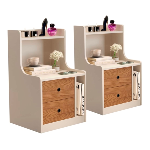 Jogo 2 Mesas De Cabeceira Salinas Off White Freijó