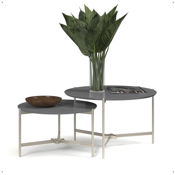 Jogo 2 Mesas Industrial Centro Sala Mesinhas Mdf Redonda Pequ