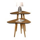 Jogo 2 Mesas Sala Lateral E Apoio 3 Pontas Estilo Retro Pés P