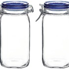 Jogo 2 Potes De Vidro Hermético Tampa Azul 1,5l Fido - Bormio