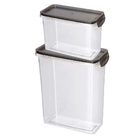 Jogo 2 Potes Hermético Empilhável Trava Mais Acrílico Cristal