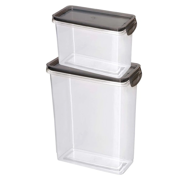 Jogo 2 Potes Hermético Empilhável Trava Mais Acrílico Cristal