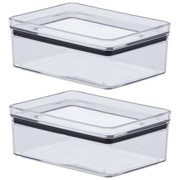 Jogo 2 Potes Hermeticos Porta Frios 770ml Empilhaveis