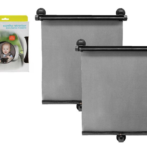 Jogo 2 Protetores Solar Retrátil Carro E Espelho Retrovisor P