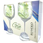 Jogo 2 Taças Gin Vidro Transparente Borda Fio De Ouro 705ml F