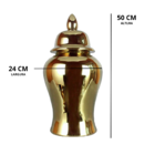 Jogo 2 Vasos Decorativos Porcelana Dourada 37x17 50x24