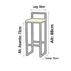 Jogo 3 Banqueta Alta Balcão Bistrô Industrial Madeira Imbuia