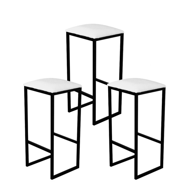 Jogo 3 Banqueta Alta Cozinha Balcão Bistrô Industrial Preta A