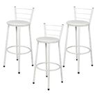 Jogo 3 Banqueta Alta Para Cozinha Branca Epoxi Assento Branco