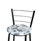 Jogo 3 Banqueta Alta Para Cozinha Epoxi Preta Estofado Floral