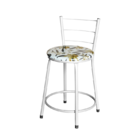 Jogo 3 Banqueta Baixa Para Cozinha Epoxi Branca Estofado Flor