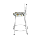 Jogo 3 Banqueta Baixa Para Cozinha Epoxi Branca Estofado Flor