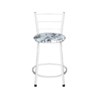 Jogo 3 Banqueta Baixa Para Cozinha Epoxi Branca Estofado Flor