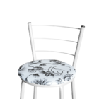 Jogo 3 Banqueta Baixa Para Cozinha Epoxi Branca Estofado Flor